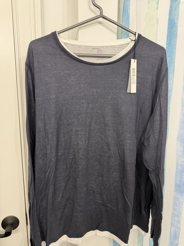 Majestic Filatures Men’s Long sleeve T Shirt Blue XXL New