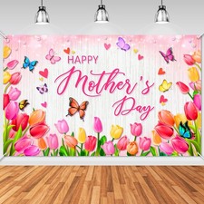 Happy Mother's Day Banner Floral Happy Mother's Day Party Decorations Love Mom