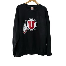 VTG Utah Utes Sweatshirt XL Black Crewneck MV Sport Pro-Weave NCAA Streetwear