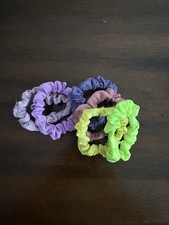 Set Of 6 Solid Color Hair Scrunchies Hair Ties Multicolor Bright Satin Summer
