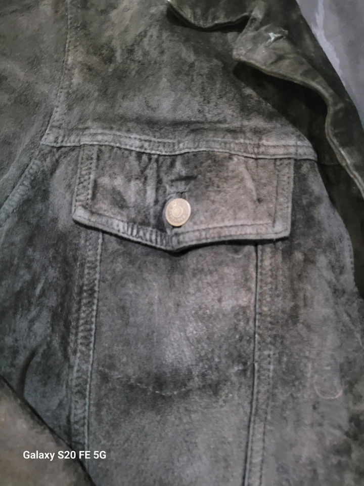 Chaqueta de cuero de gamuza negra Xtreme Air Blues para mujer 1X botón faltante Foto 3 de 4