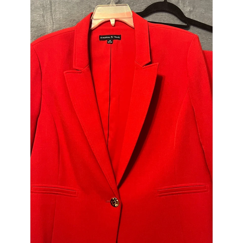 Preston & York Red Blazer & Pants Suit Set Women's Size 14 18 Professional - Image 2 of 4