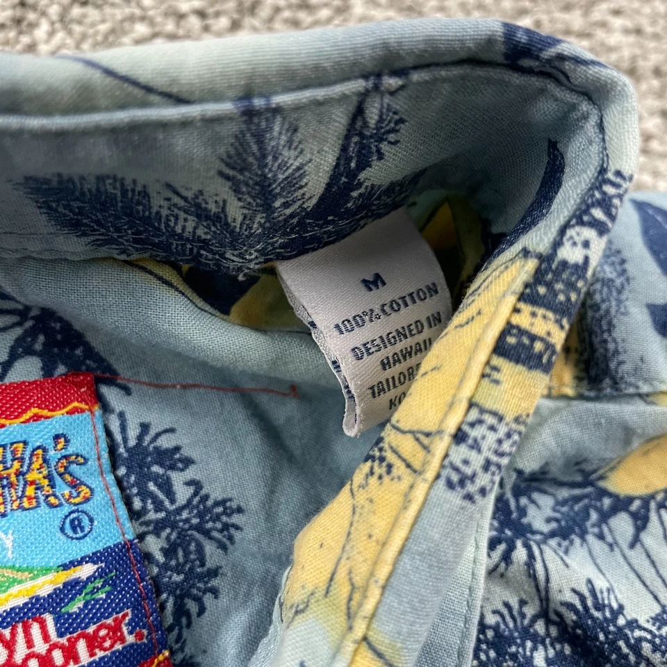 Reyn Spooner Shirt Men Medium Blue Joe Kealohas Floral Hawaiian Palm Tropical - Image 4 of 4