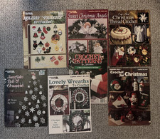 Lot 7 Vintage Christmas  Holiday Crochet Pattern Booklets, Leisure Arts  More