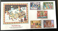 CHRISTMAS IN BRITAIN ENGLAND COMPLETE SET 5 STAMPS 1986 FLEETWOOD CACHET FDC UNA