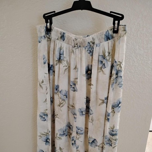 Vintage Jaclyn Smith 90s Blue Floral Midi Skirt preppy summer fairy core boho