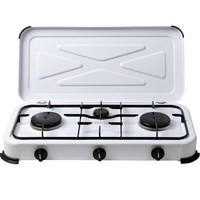 Cago Gaskocher 3-Flammig 50 Mbar Mit Deckel Weiss - Kocher Campingkocher