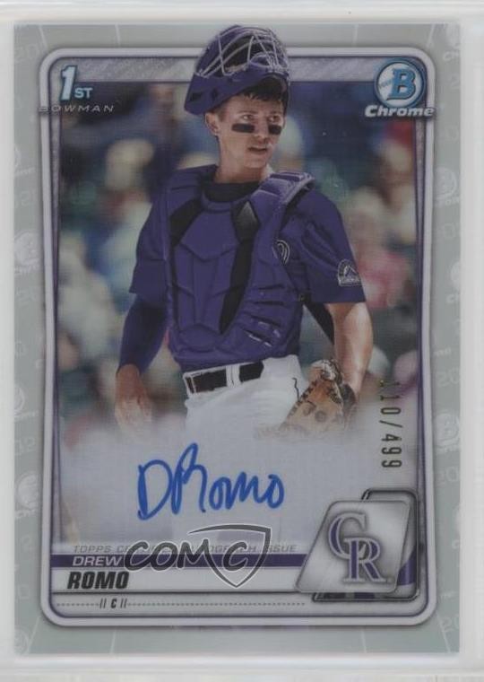 2020 Bowman Draft Chrome Picks Refractor 110/499 Drew Romo #CDA-DR Auto nd3