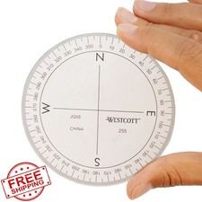 Westcott 3.5 Inch Compass Protractor Clear Dial School