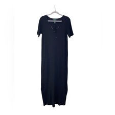 Ralph Lauren black ribbed knit cotton maxi dress size L