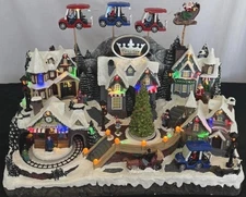 EVolution Golf Cart 21" LED Animated Christmas Musical Town Display Works Great