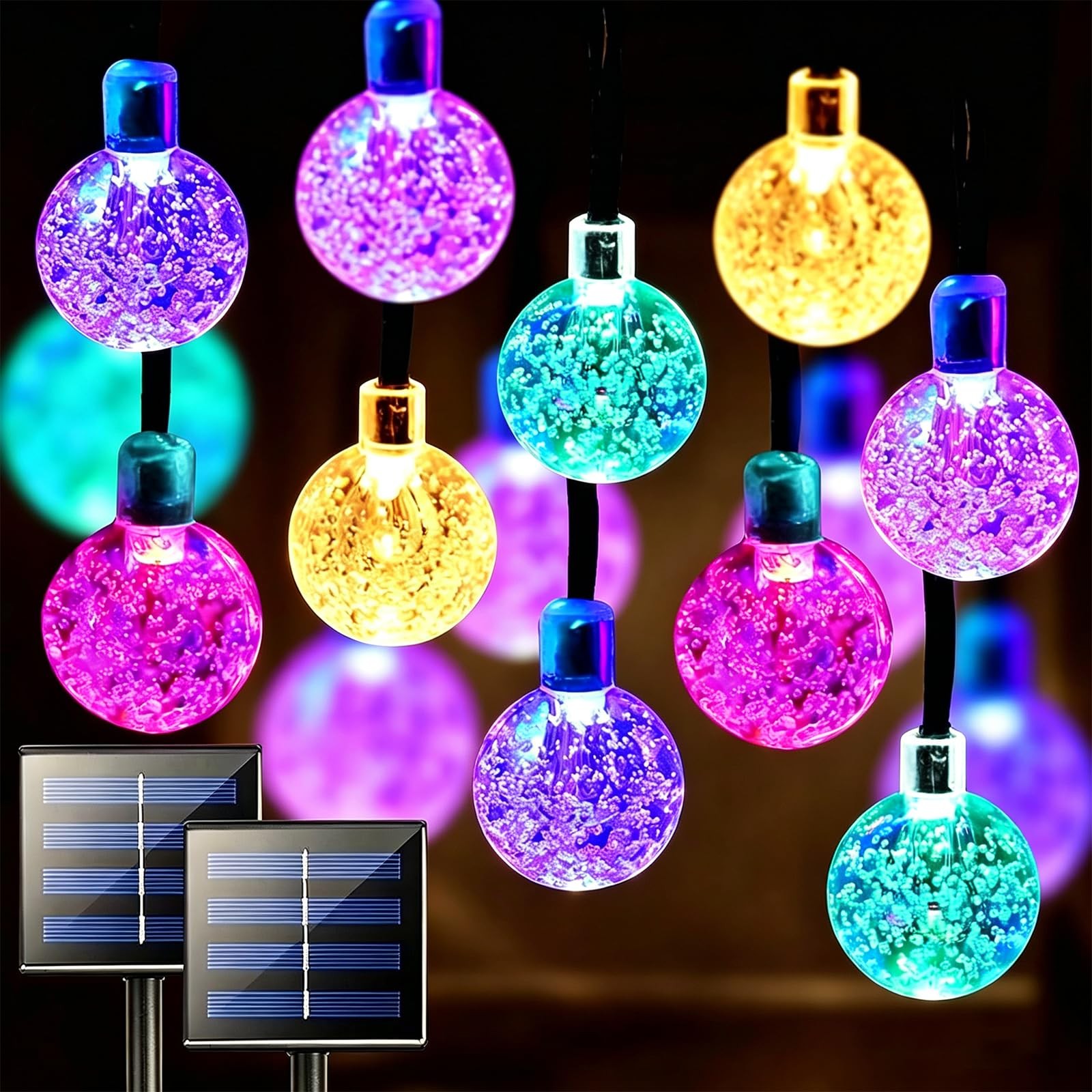 Multi Rope Light Jedavai Solar String Lights Outdoor 2 Pack 200 Led 80FT Multi-Color ...