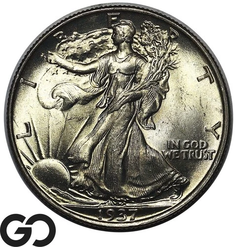1937 Walking Liberty Half Dollar Blast White, Gem BU++, Lustrous Beauty!