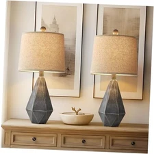  20.25" Rustic Farmhouse Table Lamp Sets of 2 for 20.25‘’ Small Dark Grey