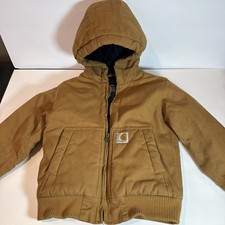 Carhartt Canvas Full Zip Jacket Hooded Quilt Lined Youth Size XXS 4-5 T