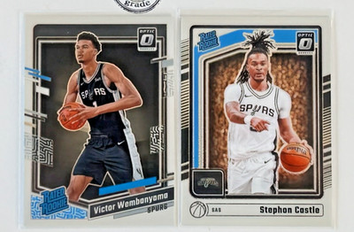 donruss optic: 2023-24 rated rookie wembanyama | 2024-25 rated rookie castle