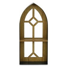 Cheungs 6231S Meliora Cathdral Window Metal  Wood 2 Tier Wall Shelf