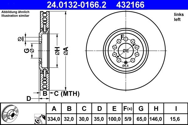 Brake discs Audi TT 3.2 VR6 24.0132-0166.2