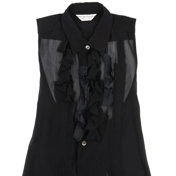 bata de cámara COMME des GARCONS Transparente Volantes Decoración Halter Cuello Top Talla... Foto 3 de 4