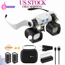 NEW Magnifying Glasses for Watch Repair 5 Lens Pairs 2x-13x LED Light White