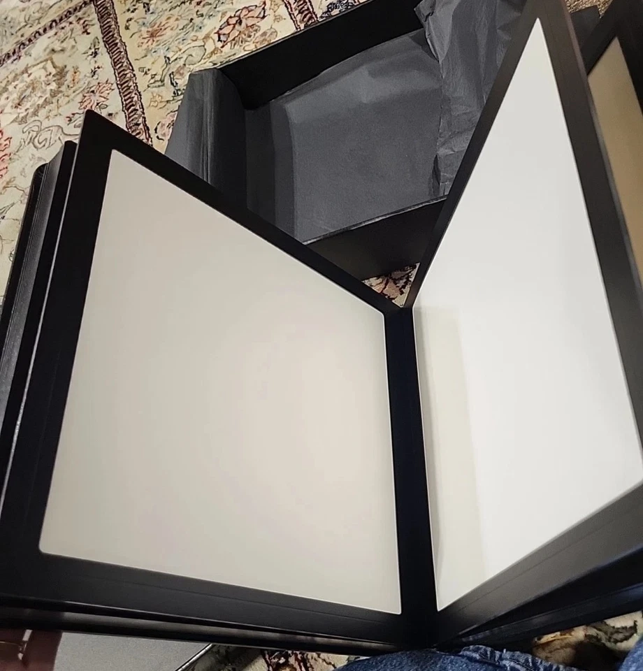 Álbum de boda grande renacentista de 18 páginas de cuero negro plateado como nuevo Foto 2 de 4