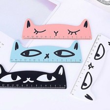 15cm Cute Cartoon Cat Wood Parallel Straight Ruler Stationery For Painting