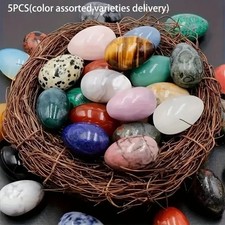 10x Egg Shape Natural Stones Hand-Carved  Quartz Pocket Palm Healing Gemstone