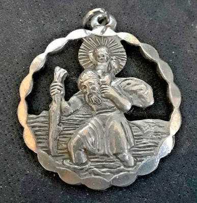 Vintage 925 Sterling Silver GEORG JENSEN St Christopher Cut Out Pendant About 1''