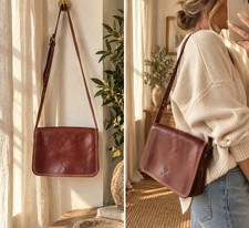 Vera Pelle Italian Leather Crossbody Messenger Shoulder Bag Purse Brown Unused