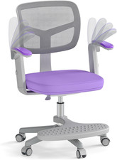 Adjustable Kids Desk Chair with Swivel, Mesh, and Rolling Wheels - Purple