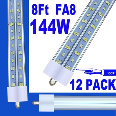 12Pcs T8 8FT Single Pin FA8 Led Tube Light Bulbs 8'Led Shop Light 6500K Led Bulb
