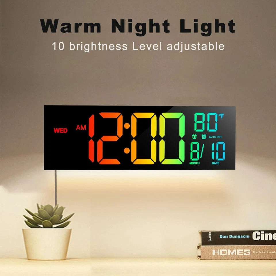 16 inch Large Wall Clock Big LED Display with Remote Control 8 RGB Colors - Image 3 of 4