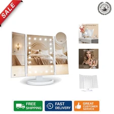 Elegant Makeup Mirror with Lights: 21 LED, 10X Magnification, Touch Control