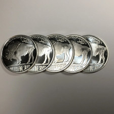 Lot of 5 - 1 Troy oz Buffalo .999 Fine SiIver Round
