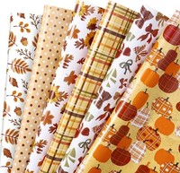 Geschenkpapier Herbst KüRbis Sonnenblume Karo-Design 6 BläTter 50X70 Cm