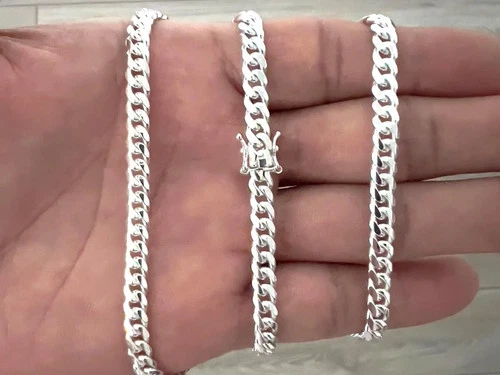 Silver Cuban Link Chain - 5mm 22 inc - product listing photo