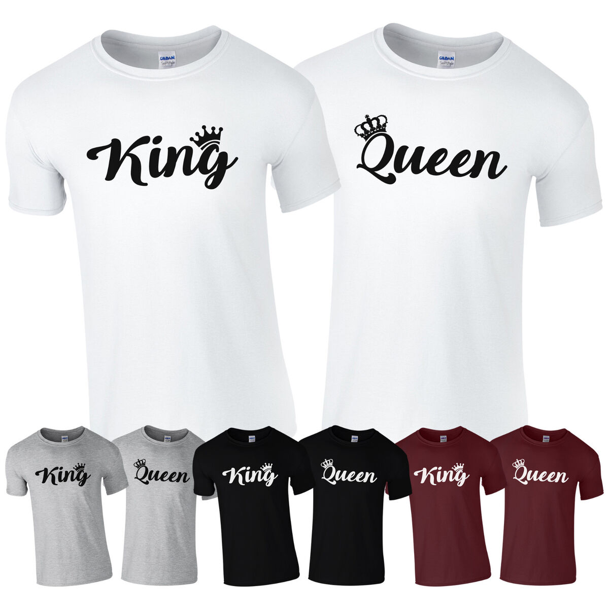 Camiseta De Casal King Queen Coroa Rei Rainha