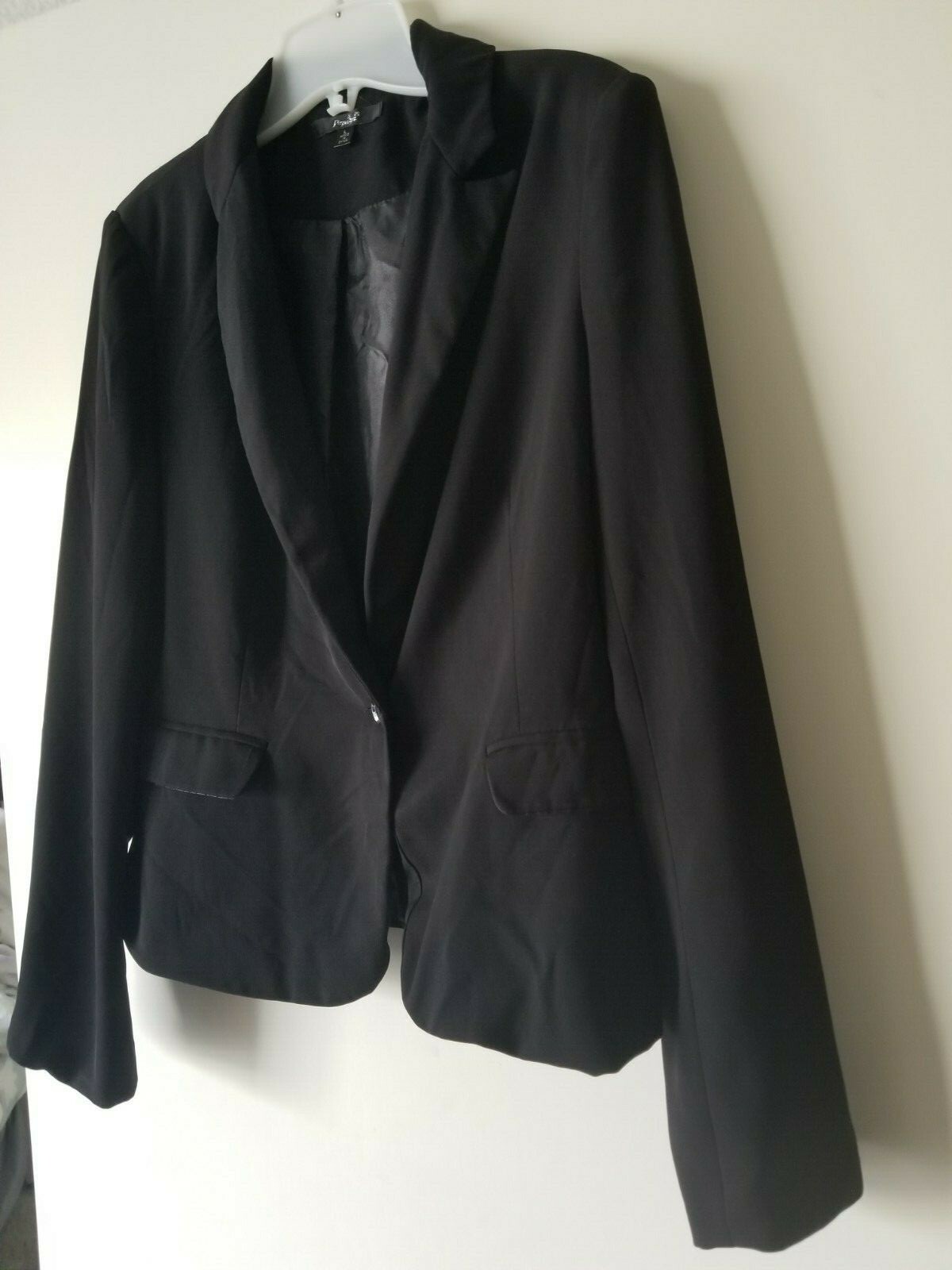 Papaya Basic Solid Black Long Sleeve Single Butto… - image 4