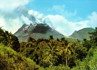 Postcard 4x6 Guadeloupe La Soufriere Volcano Antilles Pointe a Ausbruch {o}