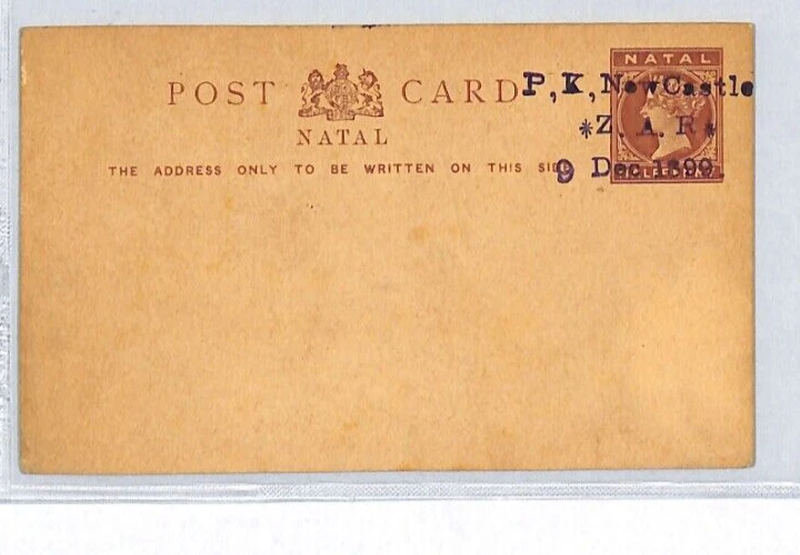 SUDÁFRICA Guerra 1899 OER OCUPACIÓN NATAL *Newcastle* QV Tarjeta de Papelería YA17 Foto 2 de 4