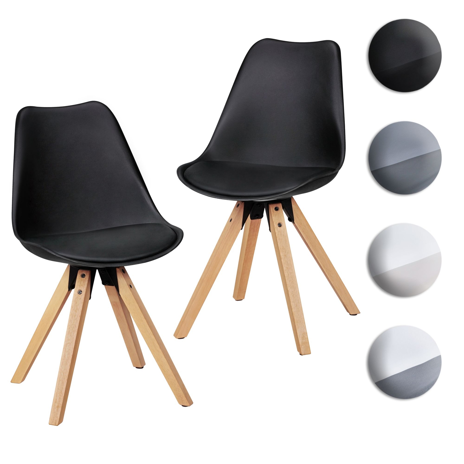 FineBuy Juego de 2 Sillas de Comedor Plástico Madera Cocina Tapizada Nórdico