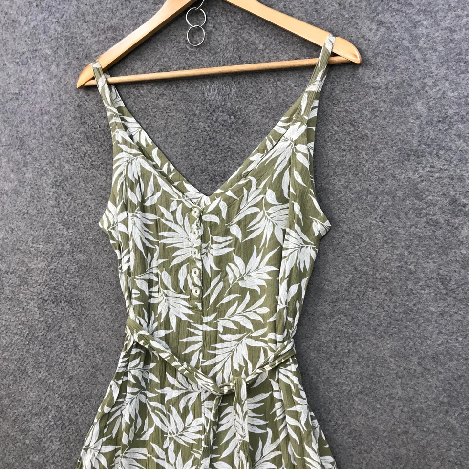 Mono Billabong Mujer 8 Verde Floral Pierna Ancha Bolsillos Cinturón Sin Mangas 12931 Foto 2 de 4