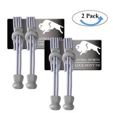 AVIMA Premium SPORTS LACES WITH LOCK – Elastic No Tie Shoelaces - Grey - 2 Pack