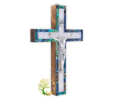Mother of Pearl Crucifix | Holy Crucifix for wall Handmade in the Holy Land