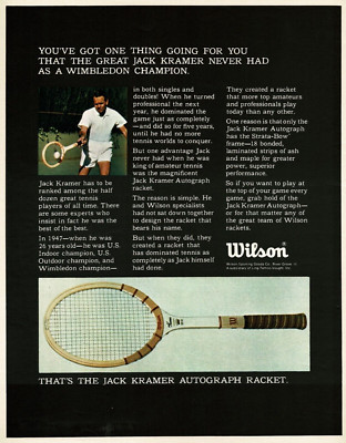 1968 WILSON Tennis Racket Jack Kramer Vintage Print Ad