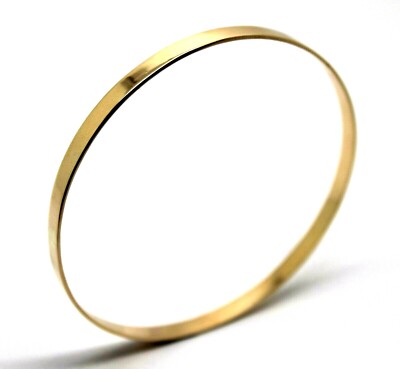Kaedesigns New FULL Solid 9ct yellow gold 4mm wide Flat bangle 65mm