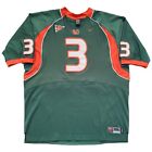 Vintage Nike Team Miami Hurricanes #3 Acc Football Jersey Green Mens Size 56 3Xl