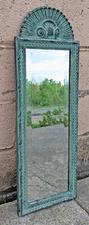 31" Vintage Distressed Ornate Carved Neo Classic Wood Wall Beveled Mirror Glass
