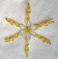 CZECH BEAD SNOWFLAKE CHRISTMAS ORNAMENT YELLOW 2
