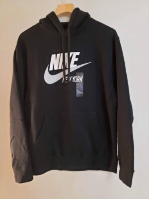 Nike Sportswear NY Club Fleece Sz Med Men s Graphic Pullover Hoodie BV2973 010 eBay